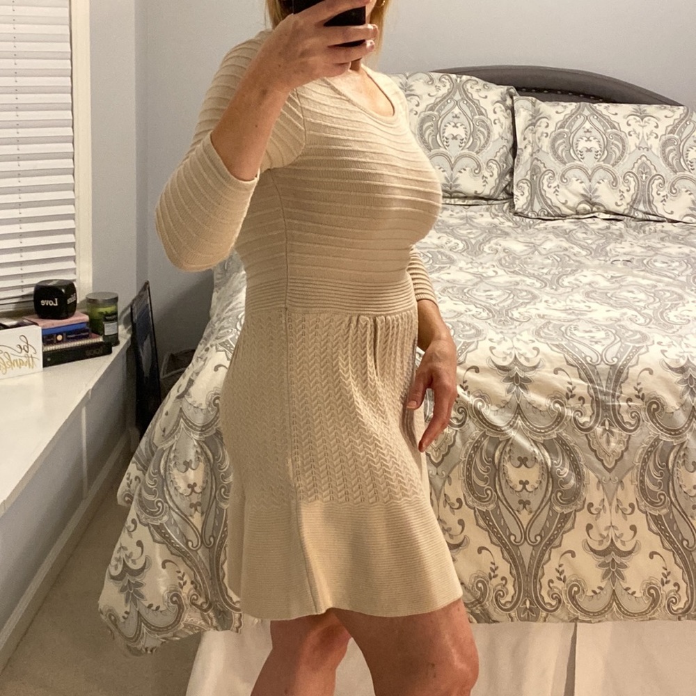 SWEATER KNIT Flare Skirt Sweater Dress - Picture 14 of 16